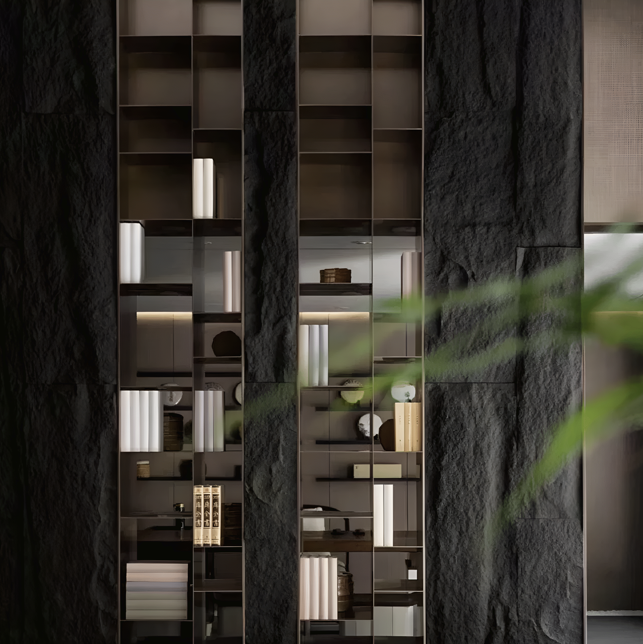 Revestimiento de pared efecto piedra pequeña - Dark black
